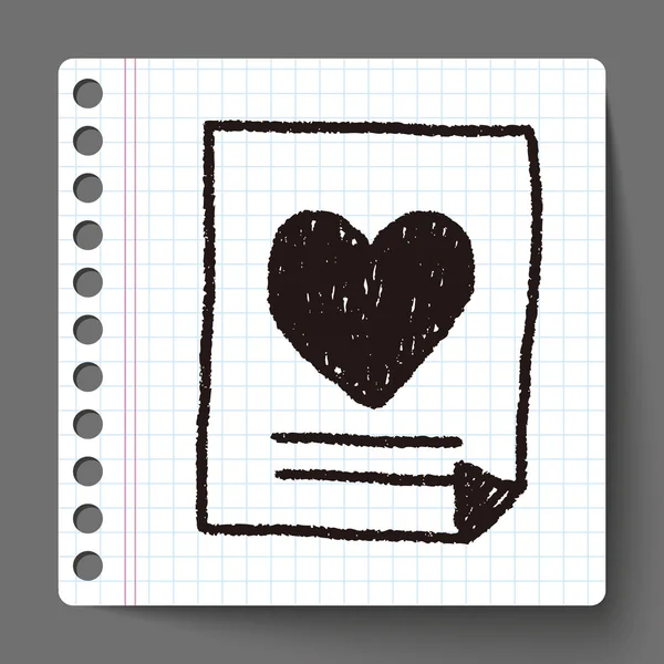 Love levél doodle rajz — Stock Vector