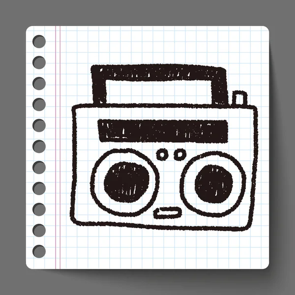 Rádio player doodle desenho — Vetor de Stock