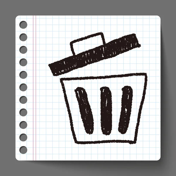 Trash can doodle drawing — Stock Vector