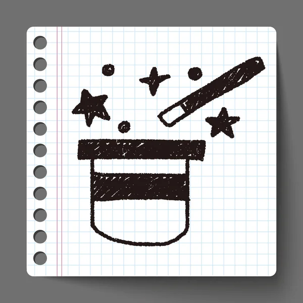 Desenho doodle chapéu mágico — Vetor de Stock