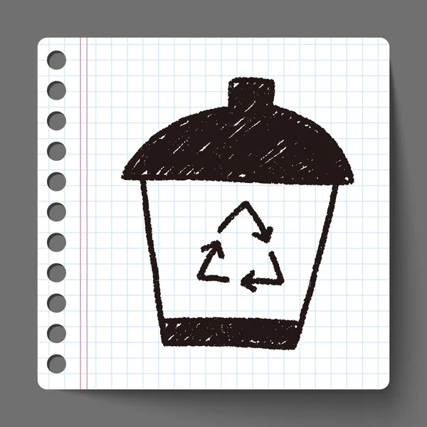 Mülleimer-Doodle-Zeichnung recyceln — Stockvektor