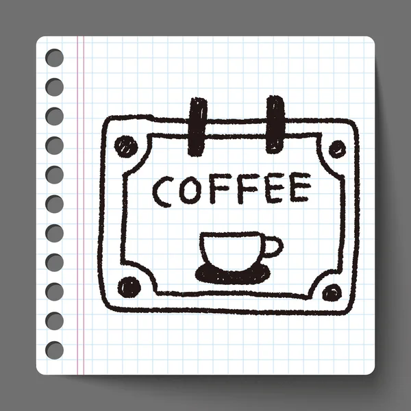 Coffee shop sign doodle drawing — Stock Vector