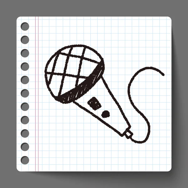 Desenho do doodle do microfone — Vetor de Stock