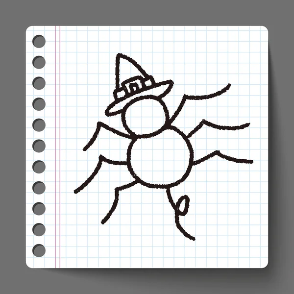 Halloween pavouk doodle kresba — Stockový vektor