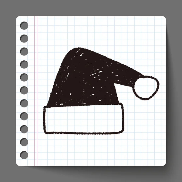 Christmas hat doodle tekening — Stockvector