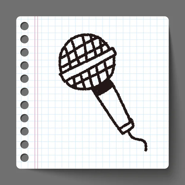 Desenho do doodle do microfone — Vetor de Stock