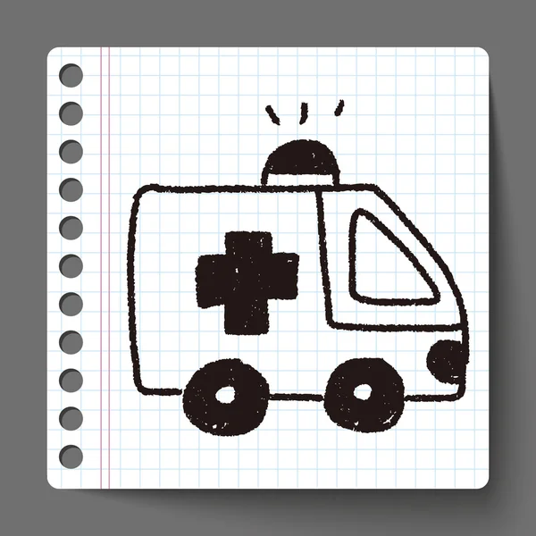 Ambulancia garabato dibujo — Archivo Imágenes Vectoriales