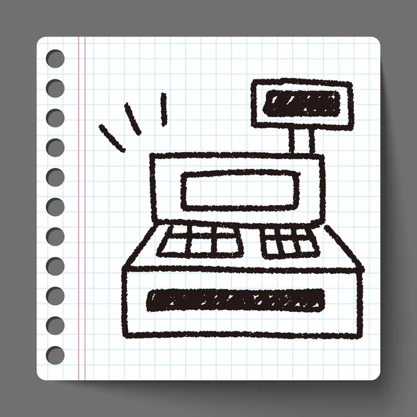 Cash register doodle drawing — Stock Vector