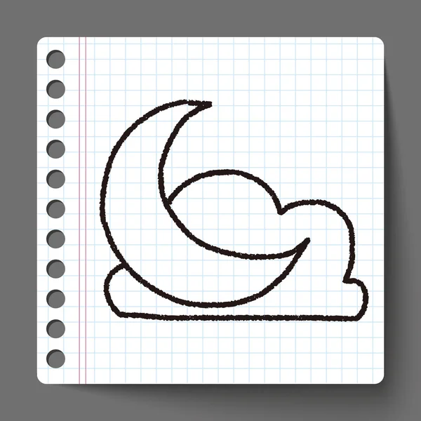 Ay ve bulut çizim doodle — Stok Vektör