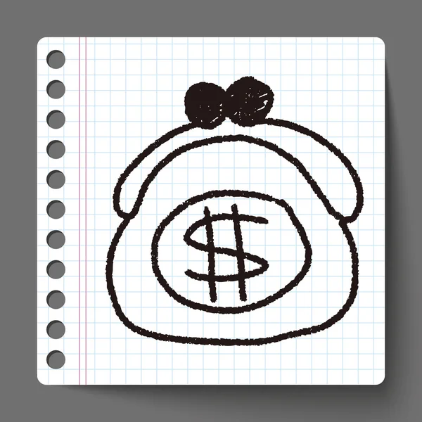 Desenho doodle bolsa — Vetor de Stock