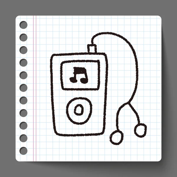 Lecteur de musique dessin doodle — Image vectorielle