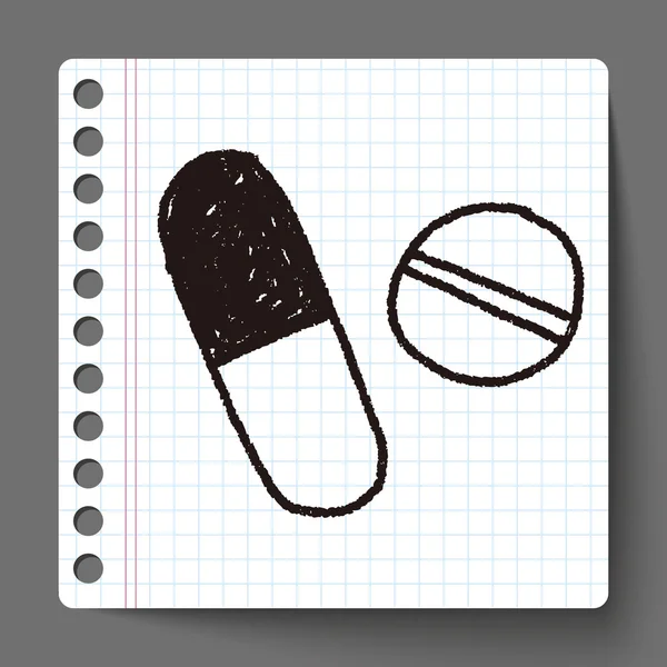 Disegno di scarabocchi pillole — Vettoriale Stock