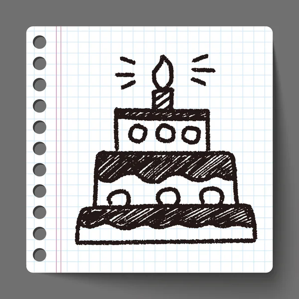 Pastel de cumpleaños Doodle — Vector de stock