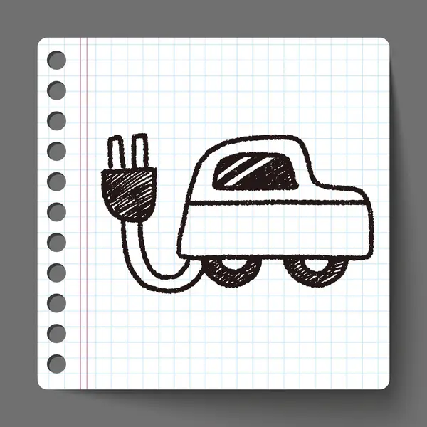 Doodle Voiture électrique — Image vectorielle