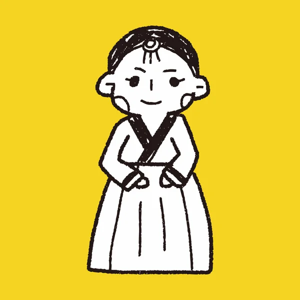 Κορέας γυναίκα doodle — Διανυσματικό Αρχείο