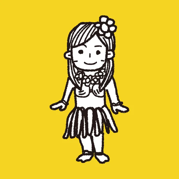 Hawaï danseuse gribouille — Image vectorielle