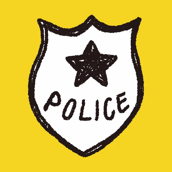 Polisi Badge doodle - Stok Vektor