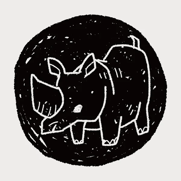 Doodle de rinoceronte —  Vetores de Stock