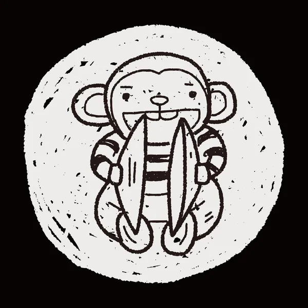 Doodle de brinquedo de macaco — Vetor de Stock