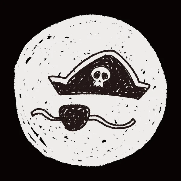 Pirate hat en masker doodle — Stockvector