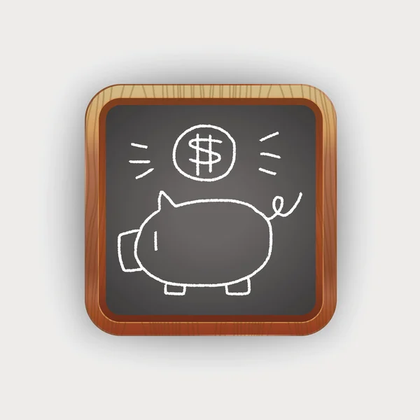 Doodle varken geld bank — Stockvector