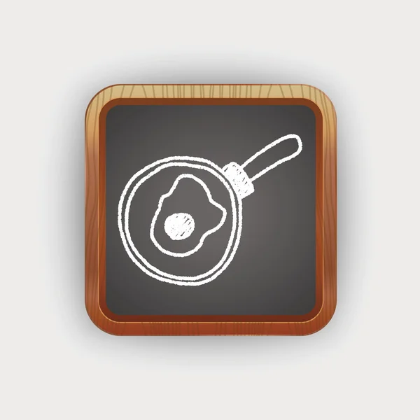 Omelet pan doodle tekening — Stockvector