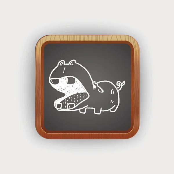 Hippo doodle — Stockvector