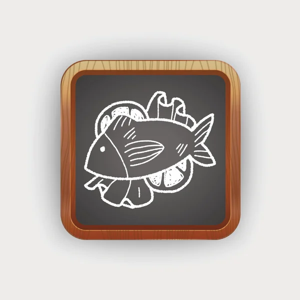 Comida para peces garabato — Vector de stock