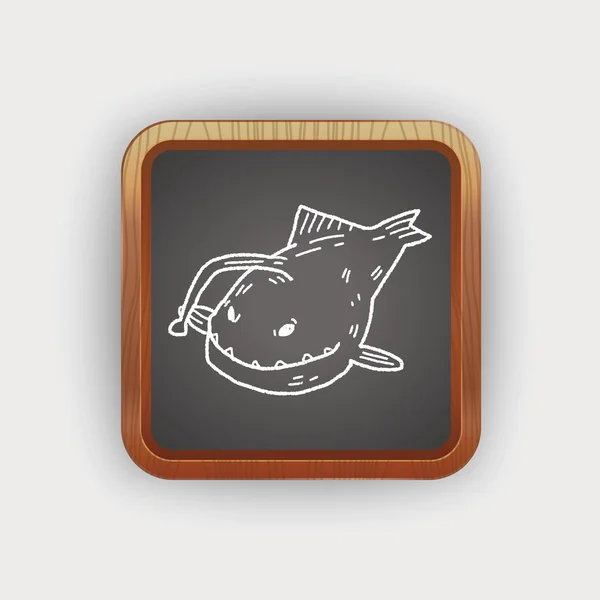 Doodle de peixe lanterna — Vetor de Stock