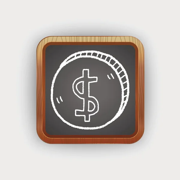 Doodle geld munt — Stockvector