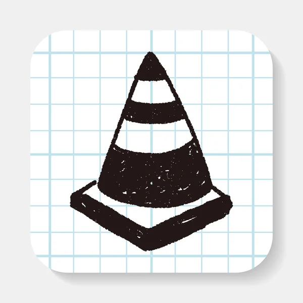 Dibujo de garabato de cono triangular — Vector de stock