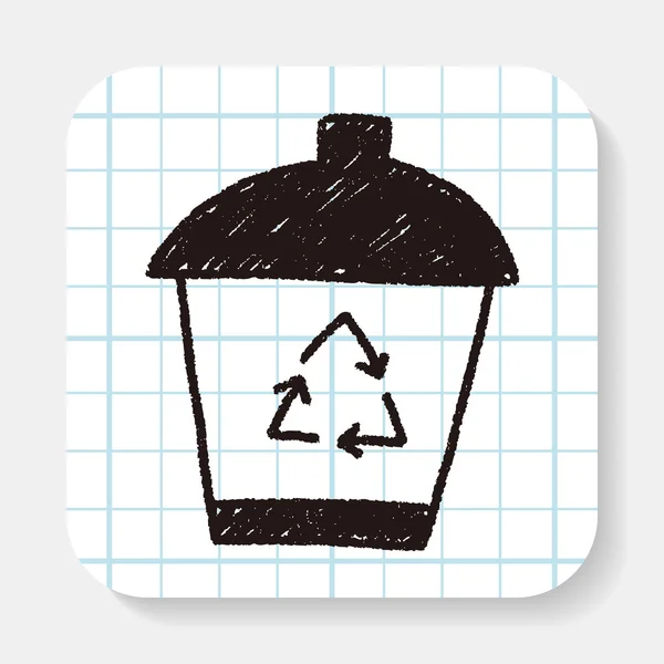 Recycler poubelle peut gribouiller dessin — Image vectorielle