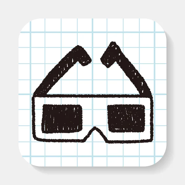 3D glassess doodle tekening — Stockvector