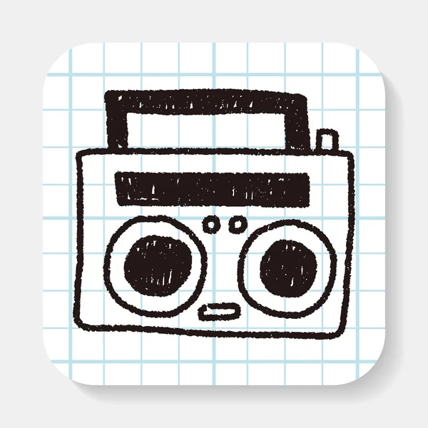 Rádio player doodle desenho — Vetor de Stock