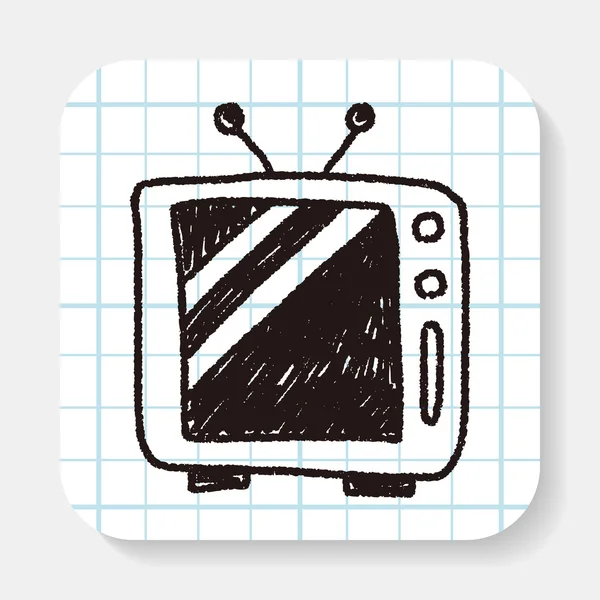 Desenho doodle televisão — Vetor de Stock