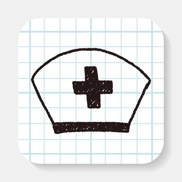 Desenho doodle chapéu enfermeira — Vetor de Stock