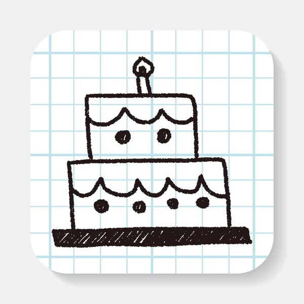 Narozeninový dort doodle výkresu — Stockový vektor