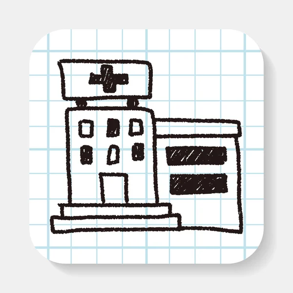 Disegno doodle ospedale — Vettoriale Stock