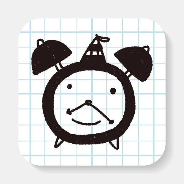 Reloj despertador Doodle — Vector de stock