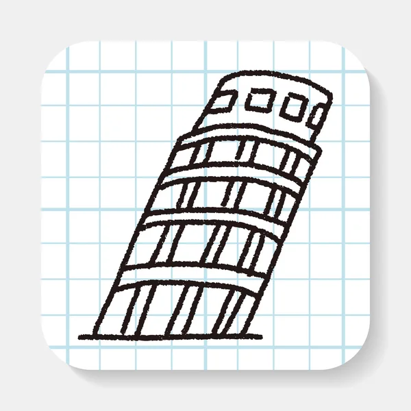 Doodle Leaning Tower of Pisa — Stock Vector