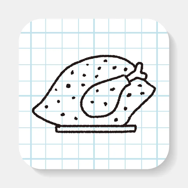 Comida de Doodle Turkey — Vector de stock