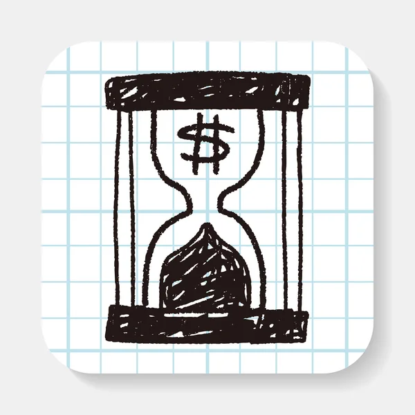 Κλεψύδρα doodle χρήματα — Διανυσματικό Αρχείο