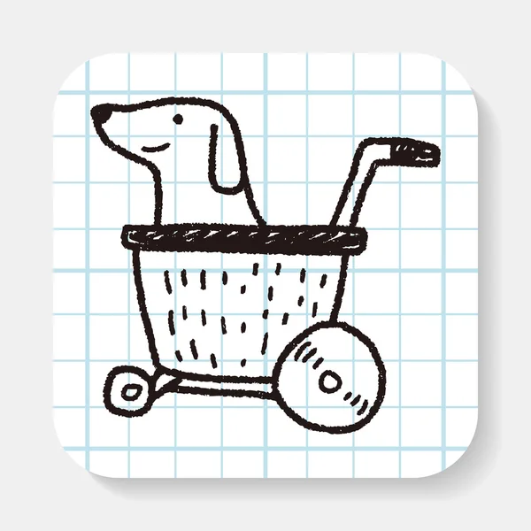 Doodle hond wandelwagen — Stockvector