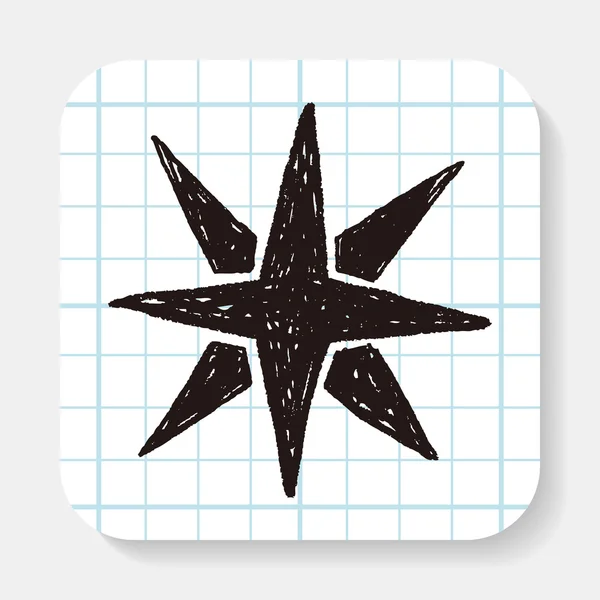 Kompasu hvězda doodle — Stockový vektor