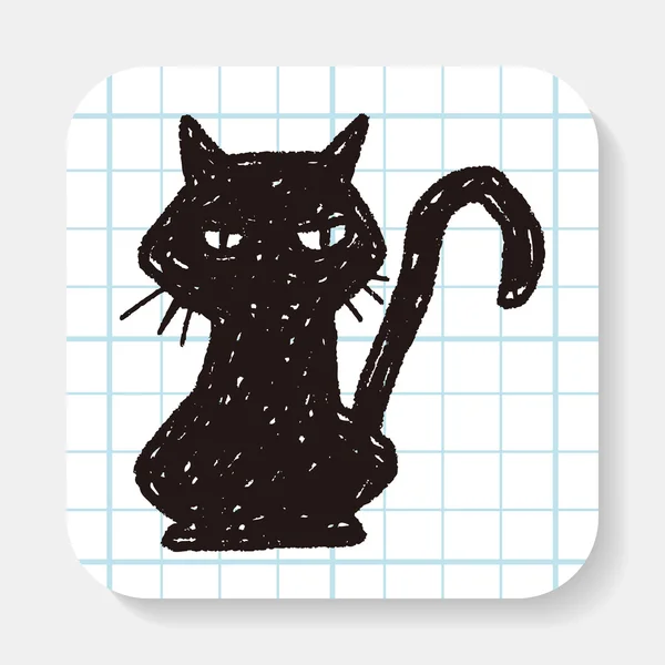 Zwarte kat doodle — Stockvector
