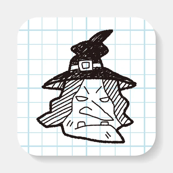 Čarodějnice klobouk doodle — Stockový vektor