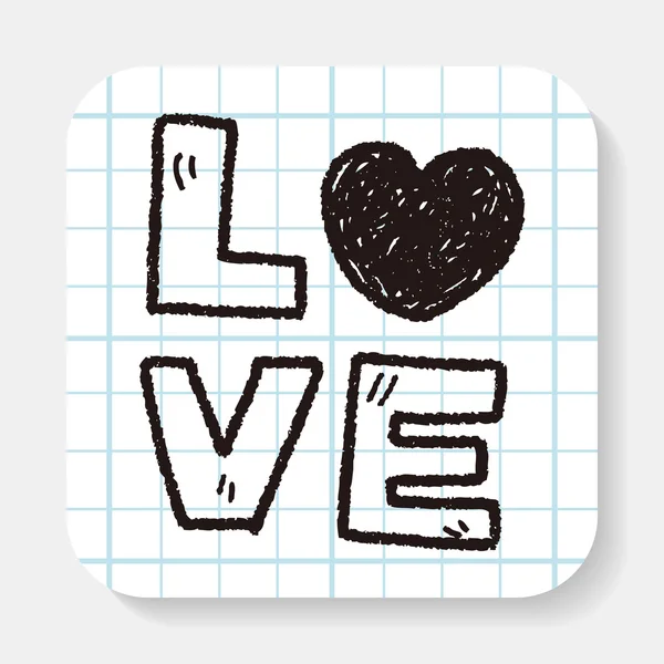 Doodle slovo láska — Stockový vektor