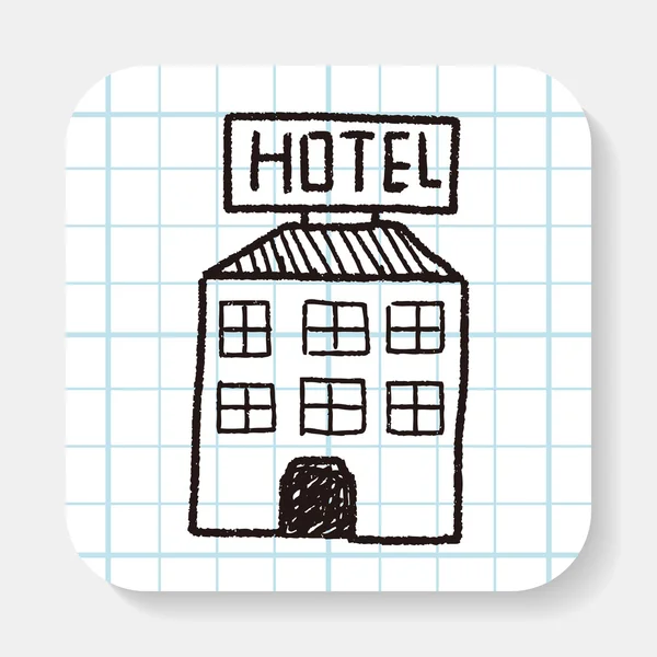Hotel doodle drawing — Stock Vector