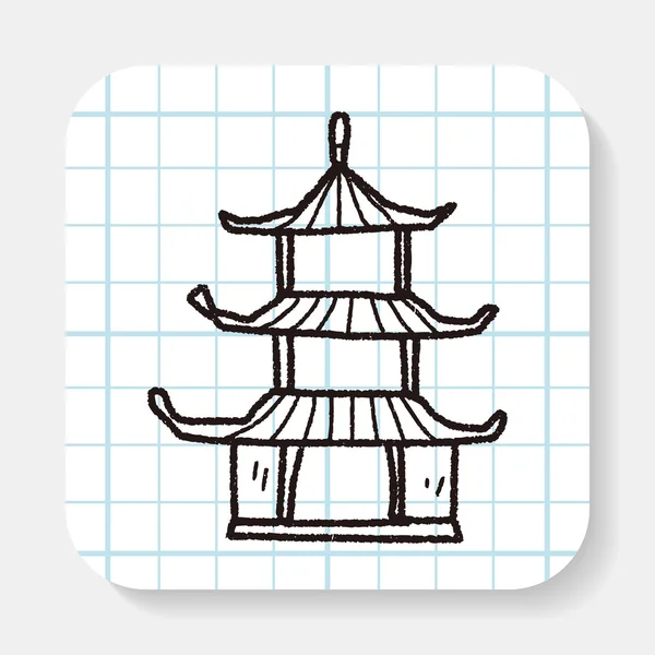 Maison chinoise doodle — Image vectorielle