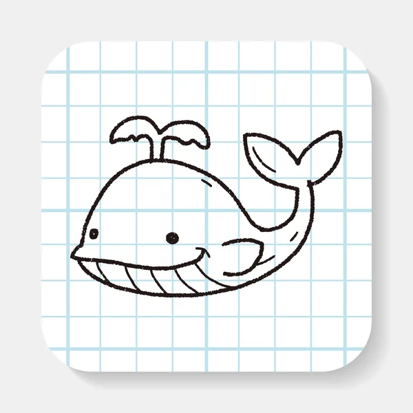 Doodle ikan paus - Stok Vektor